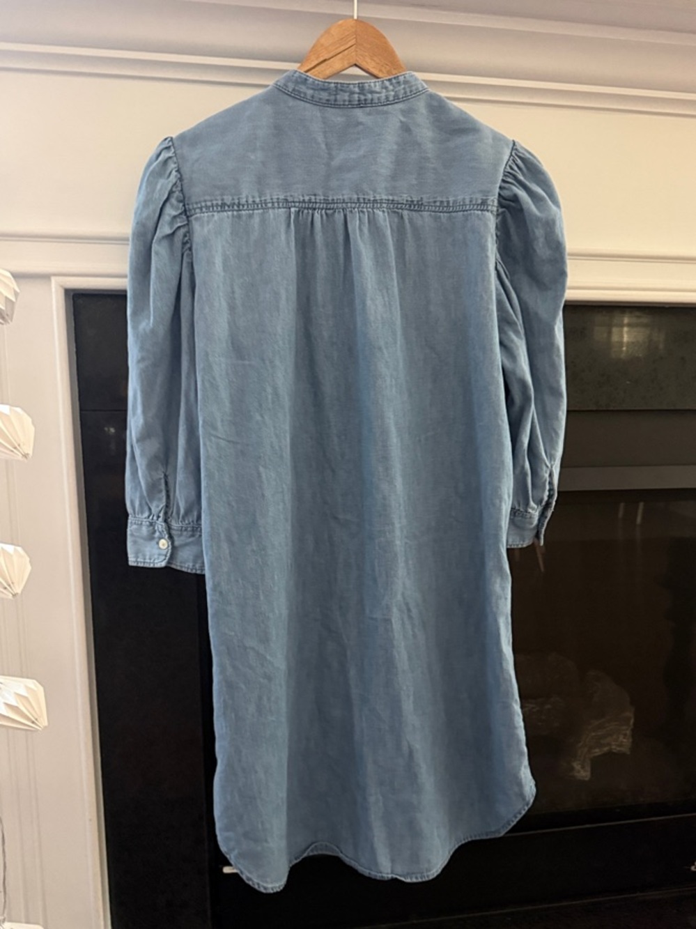 GAP denim midi dress size L blue cottage boho classic summer casual vacation - Picture 4 of 6